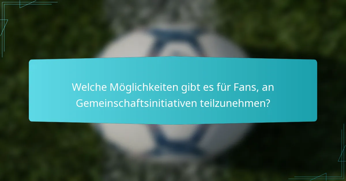 Welche Möglichkeiten gibt es für Fans, an Gemeinschaftsinitiativen teilzunehmen?