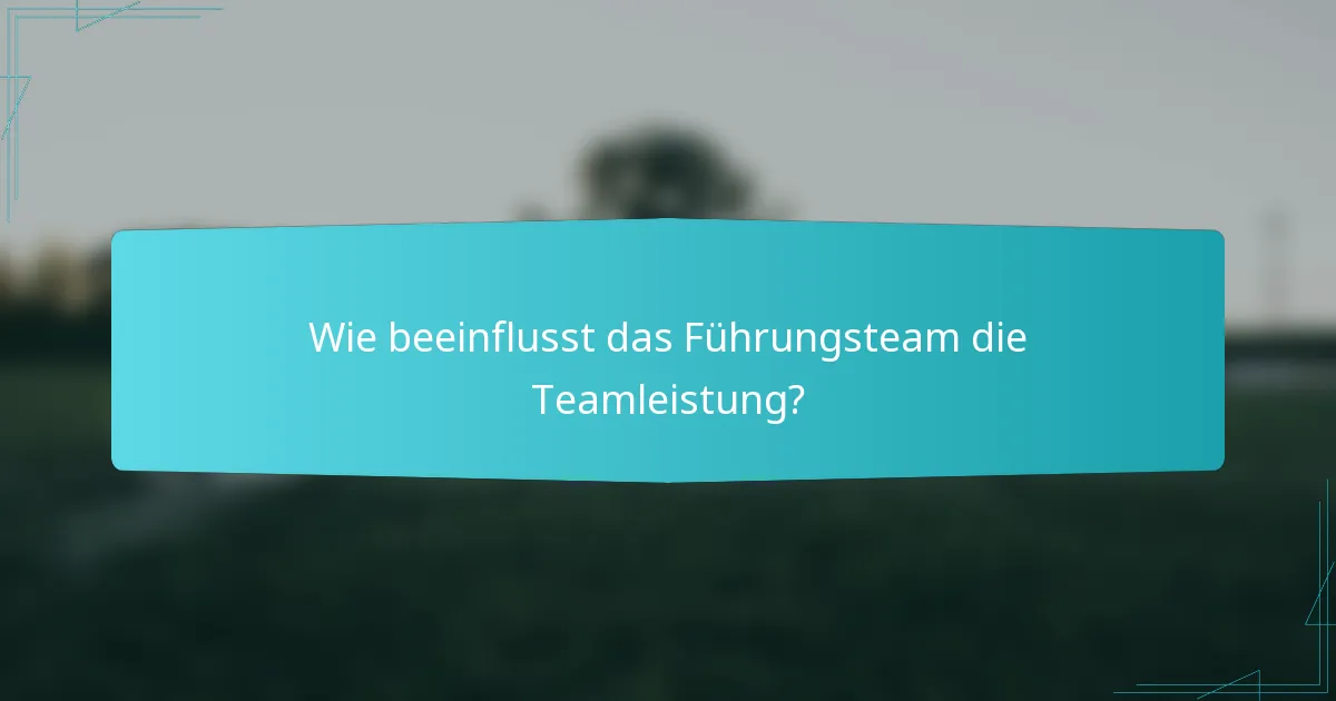 Wie beeinflusst das Führungsteam die Teamleistung?