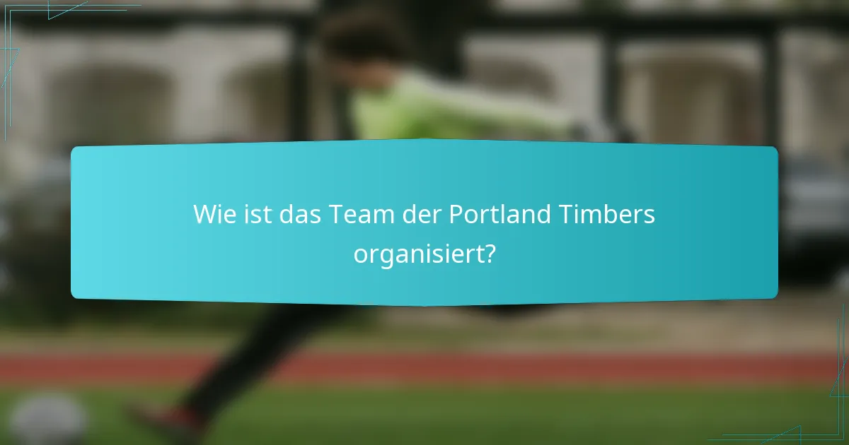 Wie ist das Team der Portland Timbers organisiert?
