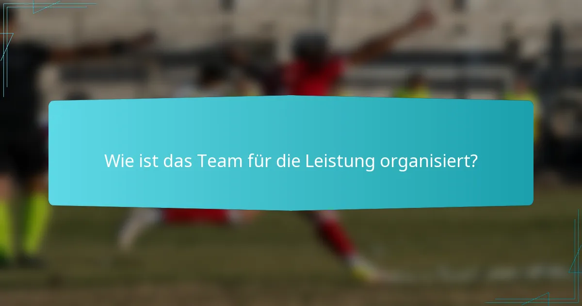 Wie ist das Team für die Leistung organisiert?